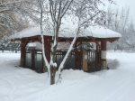 Rustic log hot tub enclosure
